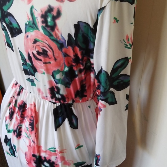 White Floral Prints Maxi Dress with pocket - Picture 6 of 8